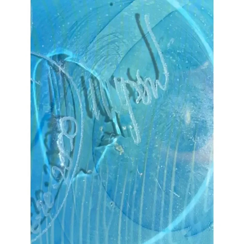 Josh Simpson Signed 2000 Blue New Mexico Art Glass Vase - 12